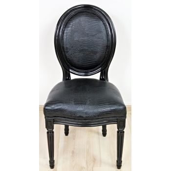 Stylowe Rzeźbione Czarne Krzesło 119121