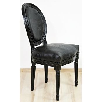 Stylowe Rzeźbione Czarne Krzesło 119121