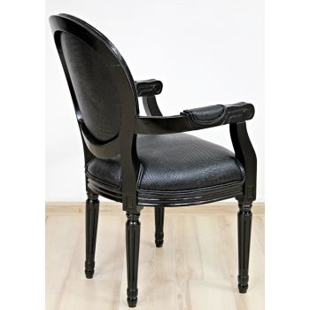 Stylowe Czarne Krzesło, Fotel z Podłokietnikami 119122