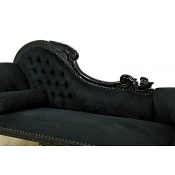 Stylowa Czarna, Rzeźbiona Sofa - Mahoń 140004R