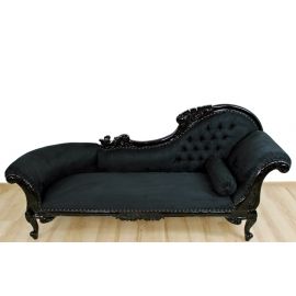 Stylowa Czarna, Rzeźbiona Sofa - Mahoń 140004L Przecena -50%