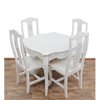 Stylowy, Rzeźbiony, Klasyczny Stół + 4 Krzesła 152075_4x152074