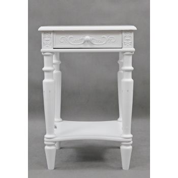 Stylowy, Biały, Rzeźbiony Stolik pod Telefon / Kwietnik 153017