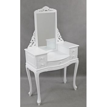 Stylowa Ręcznie Rzeźbiona Toaletka w kolorze Białym 153041
