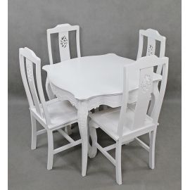 Stylowy, Rzeźbiony, Klasyczny Stół + 4 Krzesła 153071_4x153069